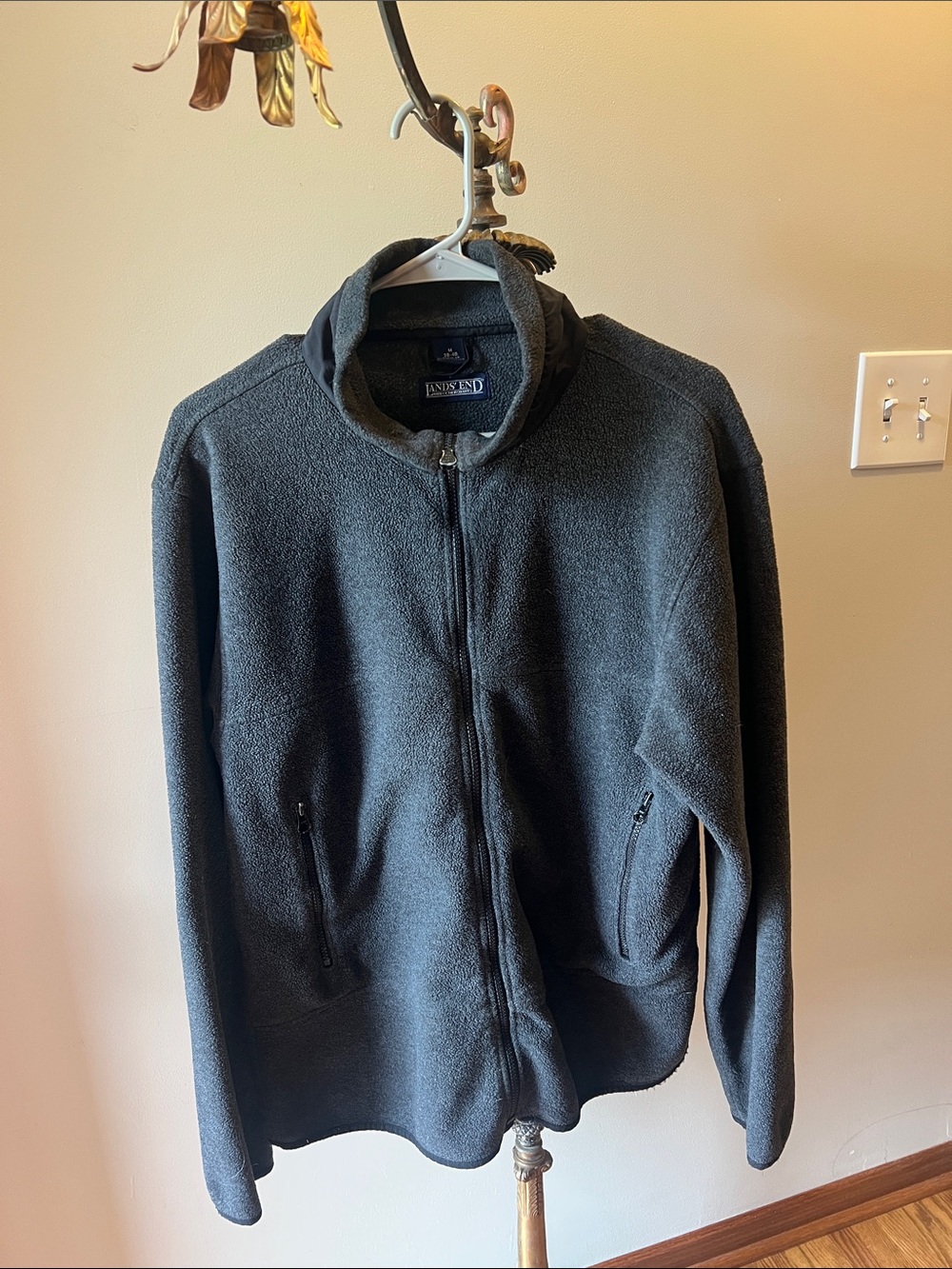 Lands' End Men's Charcoal Full-Zip Fleece Jacket